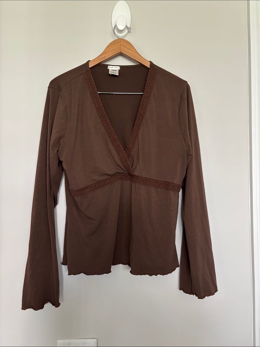 Old Navy Brown Faux Wrap Top Sz XL EUC